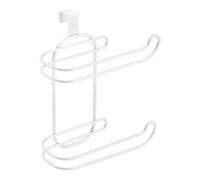 Soporte para toallas de papel higiénico montado en el baño con marco de hierro para un almacenamiento eficiente del rollo y fácil manejo (blanco)