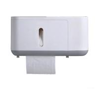 Soporte para toallas de papel montado en la pared con tapa impermeable y salidas dispensadoras dobles, ventana transparente para monitorear los rollos de papel restantes, adecuado para baño o cocina