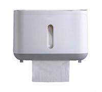 Soporte para toallas de papel montado en la pared con tapa impermeable y salidas dispensadoras dobles, ventana transparente para monitorear los rollos de papel restantes, adecuado para baño o cocina