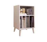 Soporte Para Tocadiscos, Librería Abierta, Mueble Para Discos De Vinilo Con Patas De Madera Maciza, Para Salón, Estantería Para Exhibición También Se Pueden Colocar Allí Libros(Blanca)
