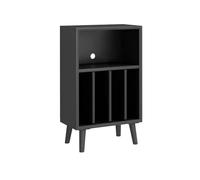 Soporte Para Tocadiscos, Librería Abierta, Mueble Para Discos De Vinilo Con Patas De Madera Maciza, Para Salón, Estantería Para Exhibición También Se Pueden Colocar Allí Libros(Negro)