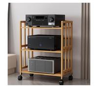 Soporte para tocadiscos multinivel, moderno gabinete multimedia para amplificadores de TV, tocadiscos, reproductores de CD/DVD y consolas de juegos, elegante mueble de almacenamiento estéreo con