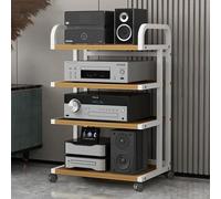 soporte para tocadiscos, Soporte multimedia de 3 y 4 niveles, color blanco, moderno reproductor de discos de CD, soporte for gabinete de almacenamiento, consola de videojuegos, estante de exhibición f
