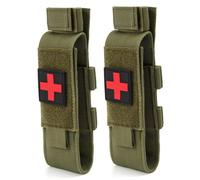 Soporte para torniquete para pistola, bolsa para torniquete de 2 piezas, soporte impermeable, bolsa médica compacta vacía multiusos para acampar, senderismo, viajes a casa, verde