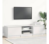 Soporte para TV con 2 Puertas y Estantes Abiertos Dobles, Consola Multimedia Moderna para Almacenamiento Multimedia y Decorativo de Sala de Estar (Blanca)