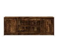 Soporte para TV de Madera con Paneles LED, Consola Multimedia de 2 Puertas y Estante Abierto, Unidad de Almacenamiento con Estante Interior Ajustable para Centro de (Roble Ahumado #09)