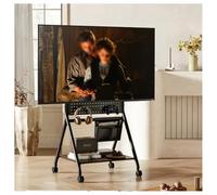 Soporte para TV Móvil Negro, Carrito TV con Estante De Almacenamiento Perforado, Soporte TV Portátil con Altura Ajustable Y Ruedas, Apto para Televisores 43 A 86 Pulgadas.