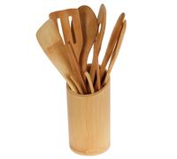 Soporte para utensilios de cocina de bamb BambooMN para encimera con juego de 8 piezas