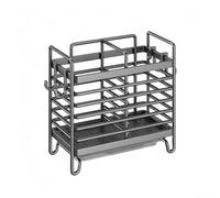 Soporte para utensilios de cocina montado en la pared, estante de almacenamiento para palillos, organizador de secado para tenedores, cucharas, cubiertos y escurridor (2 compartimentos)