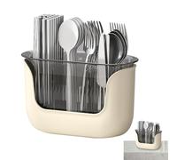 Soporte para utensilios de cocina, organizador de cubiertos de 3 compartimentos, organizador de cubiertos de acrílico transparente, estante de almacenamiento duradero para mostrador, contenedor de