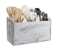 Soporte para utensilios de cocina - Organizador de madera de gran capacidad | de almacenamiento de granja | de transporte vintage con asa, agujeros de , utensilios de cocina, batidor