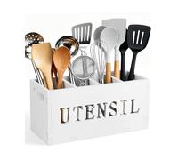 Soporte para utensilios de cocina, organizador de utensilios de cocina con 4 compartimentos, organizador de cubiertos impermeable de gran capacidad, caja de almacenamiento para herramientas de cocina