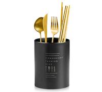 Soporte para utensilios de cocina, soporte para cubiertos con Cesto de secado, porta utensilios de cocina para tenedores, cuchillos, cucharas, palillos, 3.94x5.12in(Negro)