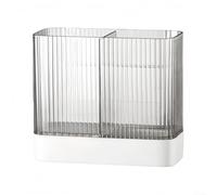 Soporte para utensilios de encimera con estante de drenaje y ventilación para secar cubiertos, diseñado para organizar el almacenamiento de la cocina (blanco)