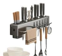 Soporte Para Utensilios De Pared | Porta Cubiertos de Pared - Organizador Almacenamiento con Ganchos Colgador sin Taladro Accesorios Cocina Utensilios Cucharas