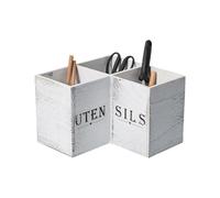 Soporte para utensilios, recipiente de almacenamiento para cubiertos de madera | Organizador de utensilios de cocina | Para cubiertos, cucharas, tenedores, espátulas, palillos, servilleteros, encimera