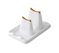 Soporte para utensilios y tapa para estufa, base de silicona antideslizante en forma de búho con borde elevado, contención de derrames de ranura profunda, material PET blanco, 23 x 13,5 x 10 cm, apto