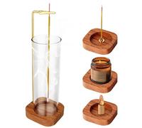 Soporte para varillas de incienso, soporte para incienso de madera con cristal extraíble, quemador de incienso moderno para yoga, meditación, decoración del hogar