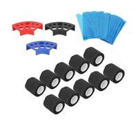 Soporte para Vaso para Tinta de Tatuaje, Cubiertas Antideslizantes para Bolígrafos de Tatuaje con 10 Cintas de Sujeción para Artistas de Tatuajes para Salón (BLACK)