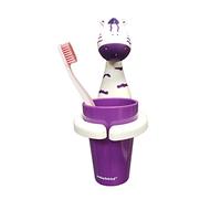 Soporte para vasos dentales,Soporte para cepillos de dientes para niños con taza,Lindo soporte para cepillos de dientes, limpiador para bebés y niños (cebra)