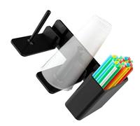 Soporte para vasos y, soporte para vasos de papel con organizador de pajitas, montado en el lateral para guardar platos de bebidas, para sala de descanso, despedida de soltera, boda y