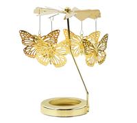 Soporte para velas giratorio, carrusel giratorio dorado de Navidad con iluminación giratoria - pieza maestra decorativa para interior