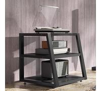 Soporte para videojuegos, 2/3/4 niveles, soporte para consola de videojuegos, soporte para DVD para sala de estar, estudio de música, con estantes de esquina de almacenamiento, acabado de teca