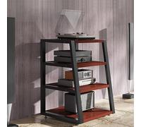 Soporte para videojuegos, 2/3/4 niveles, soporte para consola de videojuegos, soporte para DVD para sala de estar, estudio de música, con estantes de esquina de almacenamiento, acabado de teca