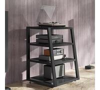 Soporte para videojuegos, 2/3/4 niveles, soporte para consola de videojuegos, soporte para DVD para sala de estar, estudio de música, con estantes de esquina de almacenamiento, acabado de teca