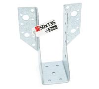 Soporte para vigas de madera 50x135mm galvanizado 2mm tipo A, conector metálico reforzado para estructuras, escuadras y soportes resistentes para carpintería exterior e interior, Lun Fix