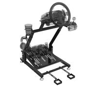 Soporte para volante de carreras, soporte ajustable para volante, soporte plegable con taza y soporte para auriculares compatible con Logitech G920 G29 G27 G25 compatible con Thrustmaster T248X T248