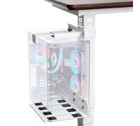 Soporte PC Bajo Mesa, Altura Ajustable Soporte PC, Instalación Sin Taladrar, Capacidad de Carga Máxima: 35 kg, Adecuado para Patas de Escritorio de 45 × 65 mm (Blanco)