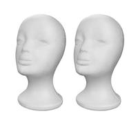 Soporte Pelucas, 2PCS Espuma Cabeza De Maniquí Soporte, Poliestireno Expandido Soportes Cabezas Peluca Maniquí Para Sombreros, Mujer Cabezas Expandido Peluca Expositor Modelos, Paras Postizos Joyas