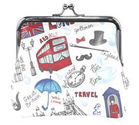 Soporte personalizado para cartera para mujer, de piel, para viajes, color blanco, con hebilla para cambio de dinero, London Travel White, UNITALLA, Classic, London Travel White, UNITALLA, Classic