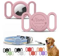 Soporte personalizado para collar de perro AirTag, funda de silicona impermeable personalizada con nombre para perros y gatos, cubierta antipérdida de GPS para caminar diariamente, aventura al aire