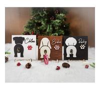 Soporte personalizado para correa de mascota con nombre, soporte para correa de perro para pared, letrero colgante de perro, regalo para amantes de las mascotas, gancho de vestíbulo (nogal, 1 soporte