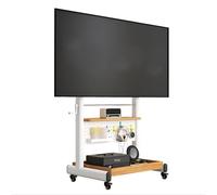 Soporte Pie TV para Televisores de 40-80 Pulgadas, Soporte TV con Ruedas, Televisión Portátil con Pie Regulable en Altura, con Estantes y Panel Perforado(Natural,60x52cm/24x21in)