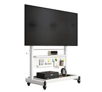 Soporte Pie TV para Televisores de 40-80 Pulgadas, Soporte TV con Ruedas, Televisión Portátil con Pie Regulable en Altura, con Estantes y Panel Perforado(White,80x52cm/32x21in)
