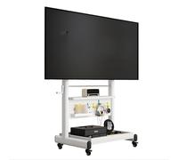 Soporte Pie TV para Televisores de 40-80 Pulgadas, Soporte TV con Ruedas, Televisión Portátil con Pie Regulable en Altura, con Estantes y Panel Perforado(White,60x52cm/24x21in)