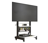 Soporte Pie TV para Televisores de 40-80 Pulgadas, Soporte TV con Ruedas, Televisión Portátil con Pie Regulable en Altura, con Estantes y Panel Perforado(Black,60x52cm/24x21in)