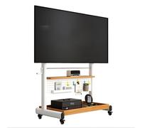 Soporte Pie TV para Televisores de 40-80 Pulgadas, Soporte TV con Ruedas, Televisión Portátil con Pie Regulable en Altura, con Estantes y Panel Perforado(Natural,80x52cm/32x21in)