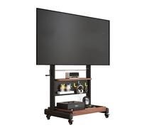 Soporte Pie TV para Televisores de 40-80 Pulgadas, Soporte TV con Ruedas, Televisión Portátil con Pie Regulable en Altura, con Estantes y Panel Perforado(Brown,60x52cm/24x21in)
