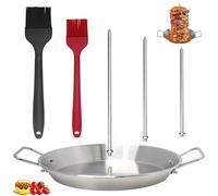 Soporte Pincho Vertical Acero Inoxidable con 3 Picos Extraíbles & 2 Cepillo, Repuesto Brocheta Horno, Accesorios Kebab Parrilla, Herramienta Barbacoa para Pollo, Pescado, Bistec, Kebabs Shawarma