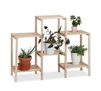 Soporte plantas estantería de madera estante decorativo 3 niveles rústico
