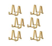 Soporte Platos Caballete Mesa Expositor - 6 Piezas Dorado Caballetes Decoracion de Plastico - Soporte Placas para Exhibicion - Soportes para Platos Decorativos | Marcos de Fotos | Libros - 3 Pulgadas