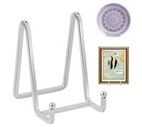Soporte Platos Mesa Caballete Expositor - 2 Piezas Plata Soportes para Platos Decorativos - Soporte de Placa para Exhibicion - Caballetes de Hierro Para Marcos de Fotos | Libros | Arte - 4,5 Pulgadas