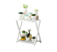 Soporte plegable de bambú de dos niveles, versátil, adecuado para uso en interiores, para múltiples plantas, ideal para jardín, terraza o balcón.