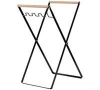 Soporte plegable para bolsas de basura de camping, estante de basura de metal para picnic al aire libre, barbacoa, ancho ajustable para varios tamaños de bolsa, hierro resistente y madera (negro)