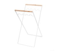 Soporte plegable para bolsas de basura, portátil para bolsa de hojas con mango de madera, estante de almacenamiento de cocina para acampar al aire libre para jardín en casa (blanco)