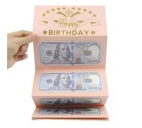 Soporte plegable para dinero en efectivo, clip creativo para dinero con seis ranuras para efectivo, impreso con feliz cumpleaños, resistente a la decoloración y reutilizable, añade una sensación
